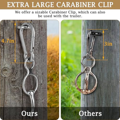 Horse Tie Ring (2 PCS) - Stainless Steel Tie Ring - Strong Magnets - Extra Large Carabiner Clip - Horse Tack and Supplies, Horse Training Equipment, Safe Horse Accessories