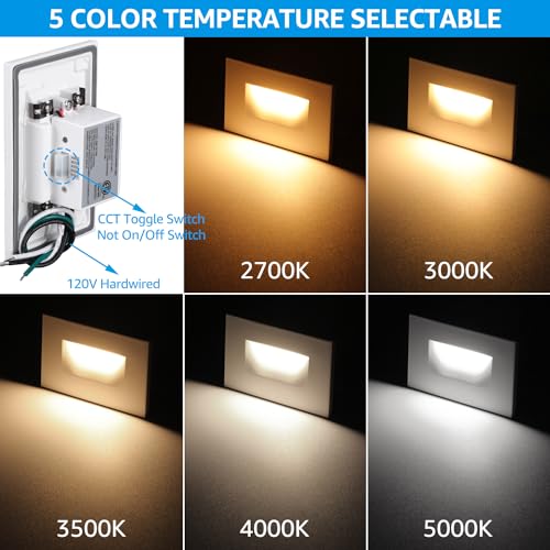 LEONLITE 6-Pack 5CCT 120V LED Step Lights, Horizontal, White - color: White, size: 4.72 Inch