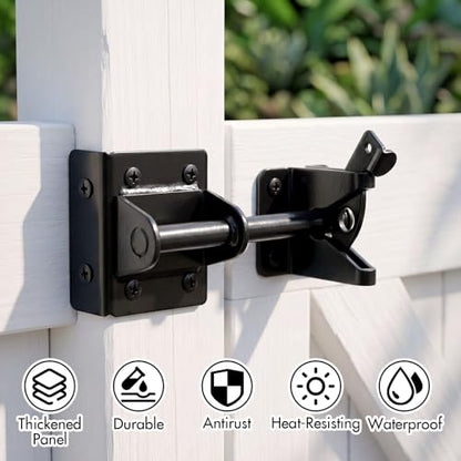 Zhengmy 4 Set Heavy Duty Self Locking Gate Latch for Wooden Fence Gravity Gate Latch Weather Resistant Rustproof Steel Lock for Garden Yard Farm Pool Barn Wooden Metal Gates