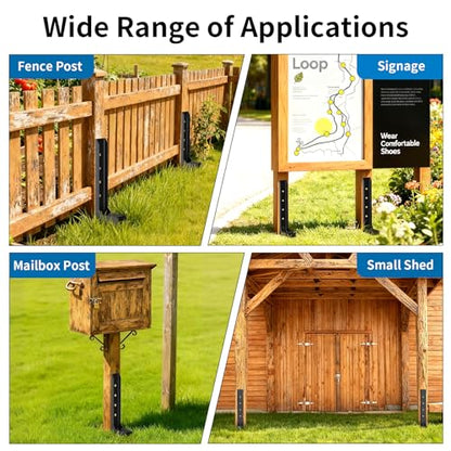2PCS Fence Post Repair Kit, H-Shaped Anchor Spike for Tilted Wood Post