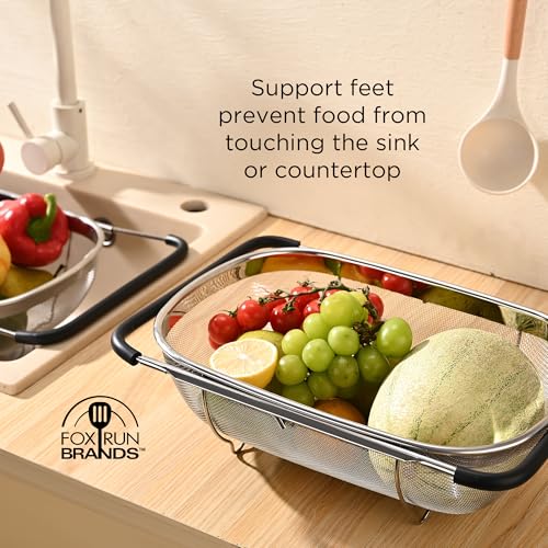 Fox Run Stainless Steel Colander, 4.7 Quart Over The Sink Pasta Strainer - size: 4.7 Quart