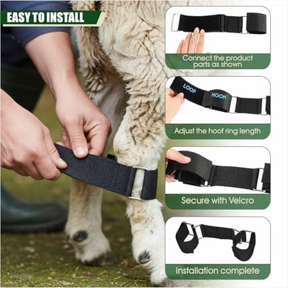 MESINURS Adjustable Goat Hobbles Binding for Milking Stand, Durable Nylon Goat Leg Restraint Strap with Metal Buckle, Anti Kick Goat Binding Tool for Dairy Goats, Nigerian Dwarf, Nubian