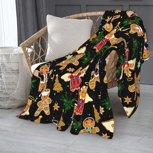 Christmas Gingerbread Man Throw Blanket Fuzzy Soft Cozy Christmas Gingerbread Man Blankets Soft Throws Warm Lightweight Plush Fleece Throw Blanket for Kids Men Women Gift Bed Couch Sofa 60"x50" - color: Gingerbread Man, size: 60"x50"