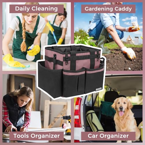 SCAVATA Compact Wearable Cleaning Caddy with Handle & Shoulder Straps - color: LotusPink