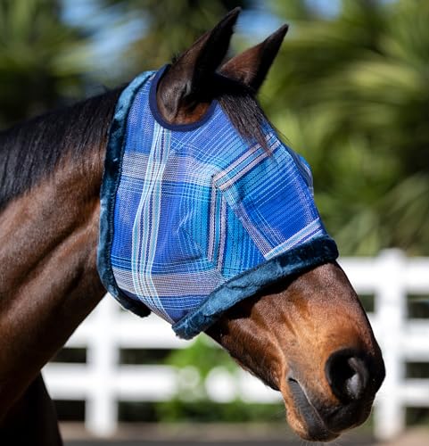 Kensington Protective Products Horse Fly MASK with Fleece Trim, Kentucky Blue, Large - color: 181 - Kentucky Blue