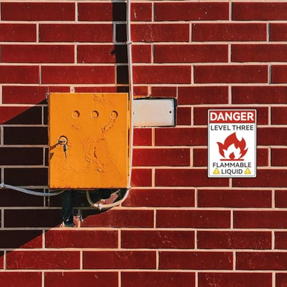 WADORN 10Pcs Flammable Liquid Warning Sign Sticker, Caution Flammable Liquid Self-Adhesive Vinyl Decals Flammable Liquid Danger Warning Sign Level 3 Flammable Liquid Label Placard 7.08x5.12 Inch - style: Caution Flammable Liquid