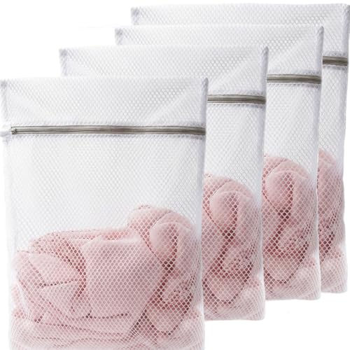 Set of 4 Mesh Laundry Bags, 12 x 16 Inches lingerie bags for washing delicates (4)