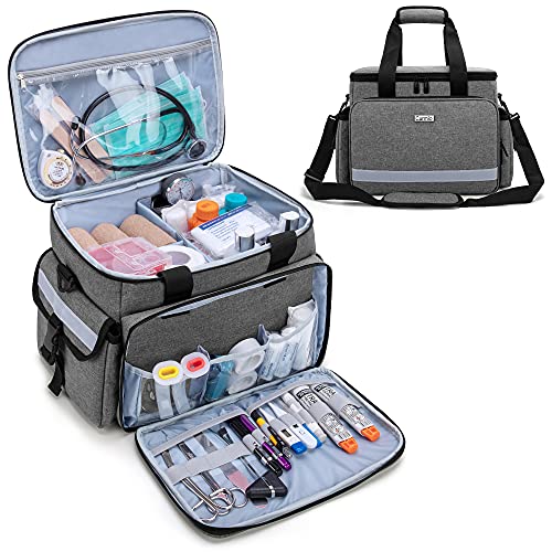 CURMIO Empty First Aid Kits Case for Home Health Care and Trauma Kits, Gray - color: Gray
