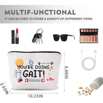 Funny Physical Therapy Gifts for Women Pt Occupational Therapist Graduation Gifts for Physical Therapist Students Assistant You're Doing Gait Make up Cosmetic Toiletry Bags Pouches - color: Doing Gait