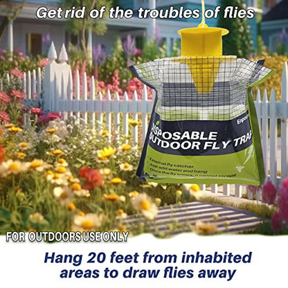 10 Pack Fly Traps Outdoor Hanging Disposable Fly Bags Trap, Effective Pre-Baited Flies Catcher, Flies Killer Bug Control for Patio, Yard, Chicken Coops, Horse Stables, Barns