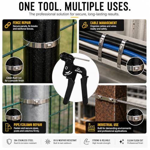 Cable Tie Gun Kit 150 PCS Stainless Steel Cable Ties Heavy Duty