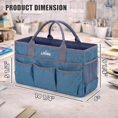 JJRING Large Art Supply Storage Tote Bag With Mesh Pockets, Green - color: Green