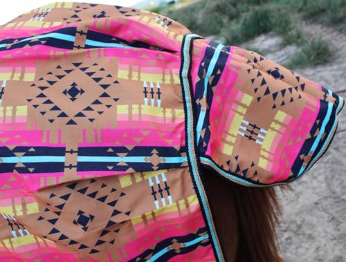 Challenger 1200D Turnout Lightweight Bellyband Rain Horse Winter Blanket Sheet 397B - color: Desert Aztec, size: 76 inches