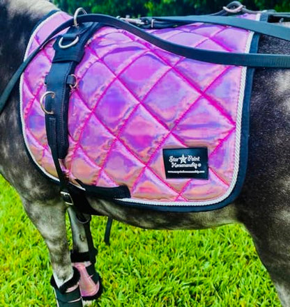 Star Point Horsemanship English Saddle Pads - color: Pink Holographic, size: Pony/Cob