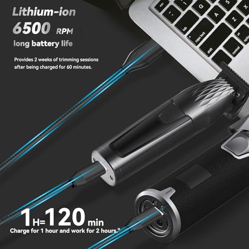 Professional Cordless Hair Clippers for Men & Trimmer Set, 240Min Runtime with LED Display, Quiet Haircut Kit for Men/Women/Kids w/6 Guide Combs, Barber Scissors, Cleaning Brush
