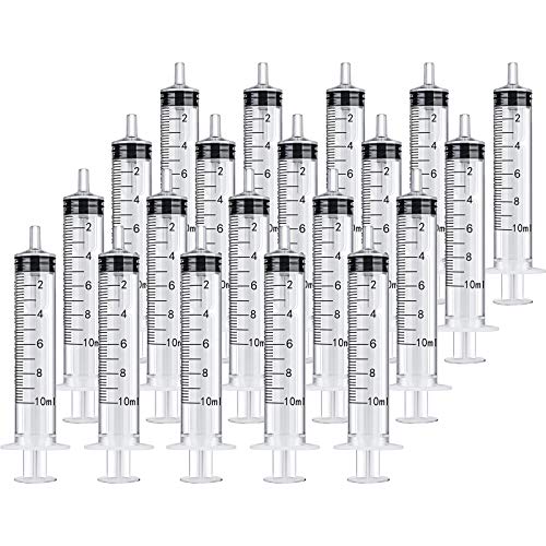 Frienda 20 Packs 10 ml Plastic Syringe with Measurement, No Needle Suitable for Scientific Labs, Measuring, Watering, Refilling - size: 10 ml