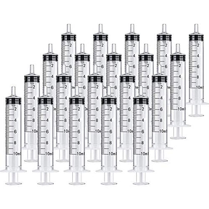 Frienda 20 Packs 10 ml Plastic Syringe with Measurement, No Needle Suitable for Scientific Labs, Measuring, Watering, Refilling - size: 10 ml