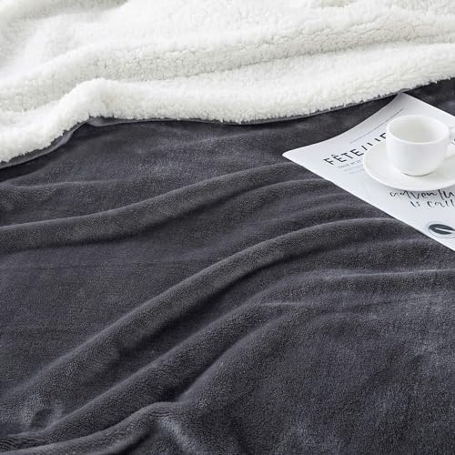 IR Imperial Rooms 2 Pack Sherpa Throw Blankets 50x60 Couch Grey - color: Grey, size: Throw (Pack of 2)