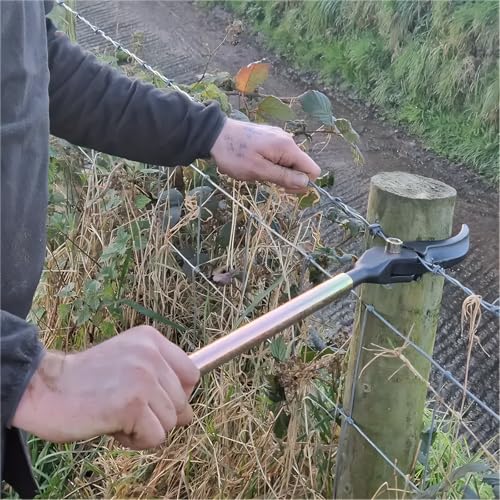 Heavy Duty Fence Wire Stretcher Barbed Wire Tensioner Portable | Single-player operation. 25.6" handle for leverage. Fits wire up to 0.23" (barbed/smooth/high-tensile). Carbon steel