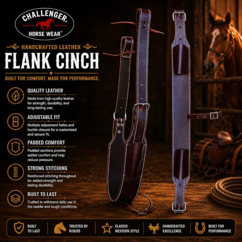 CHALLENGER Western Horse Leather Rear Flank Back Saddle Cinch w/Billets 9758BR