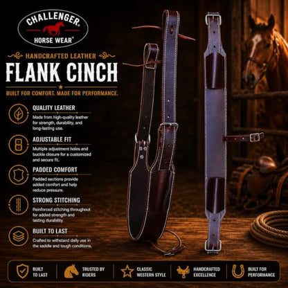 CHALLENGER Western Horse Leather Rear Flank Back Saddle Cinch w/Billets 9758BR