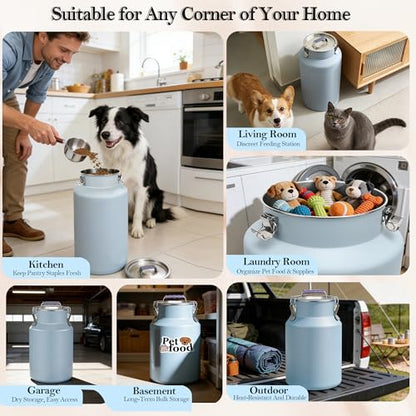 25lb Stainless Steel Dog Food Storage Container with Lid and Scoop - size: Small