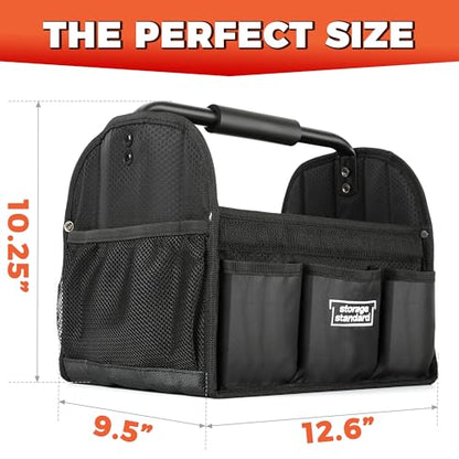 Detailing Caddy Organizer with Handle - Storage, Cars, & Cleaning Caddy for Supplies, Tools, & Home Improvement - Heavy Duty Car Detailing Supplies With Multi-Pockets & Collapsible Tote Design