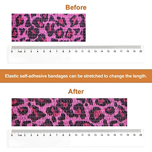 Pet First Aid Tape Waterproof Self Adherent Cohesive Bandage for Dogs Cats Horses Breathable Non-Woven Elastic Self Adhesive Sports Tapes (Leopard print) - color: Leopard print