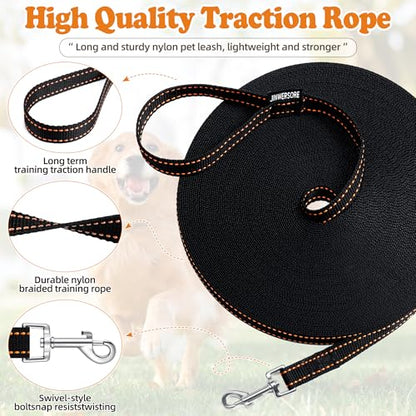 Long Dog Leash for Small Dogs and Medium Dogs, 100ft Orange Nylon Dog Training Leash with Swivel Clip, Lightweight Dog Lead for Puppy, Recall Training, Outdoor Walking & Hiking - size: 100FT