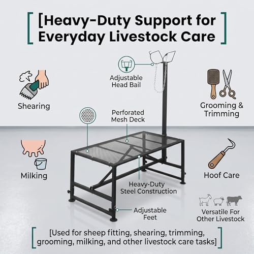 Goat Sheep Stand Goat Milker Cow Halter Farmstand Supplies Sheepskin Goat Supplies Farm Stand Outdoor Cow Accessories Livestock Show Lamb Supplies 47x23in Tabletop 500 lbs