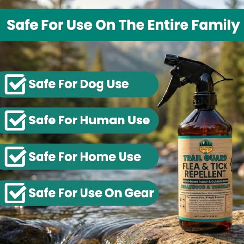 Trail Guard Natural Extra Strength Insect, Flea and Tick Spray for Dogs, Cats, People & Home (16oz, Cedarwood & Rosemary) - size: 1 Pack 16oz