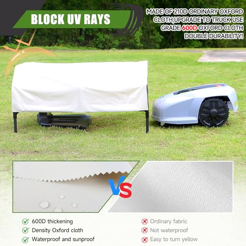 Robot Mower Garage, Rainproof UV-Proof Shelter for All Mowers（Large Size） - color: white