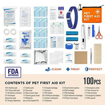 ARCA PET First Aid Kit 3 Piece Set - Each for Home, Car & Travel. Dog First Aid Kit with Thermometer, Tick Remover Kit & Many More