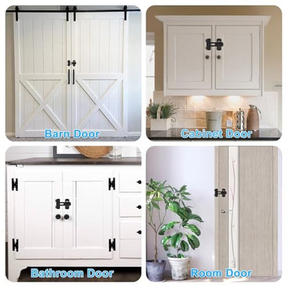 Acrux7 8 Pack Barn Door Latch Lock 2.75”x2” Black Stainless Steel Flip Door Latches Hardware Sliding Cabinet Barn Door Latch Antique Lock Gate Latches Wine Cabinet Closet Door Latches (Matte Black)
