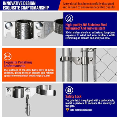 Heavy Duty Stainless Steel 1-3/8" x 2-3/8" Chain Link Fence Gate Fork Latch with Hole for Padlock（Fit 1 3/8" Gate Frame） 1Pack - size: 1-3/8''x2-3/8''-1P