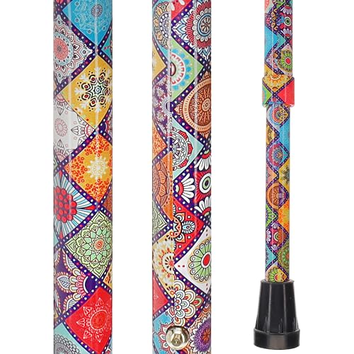 Royal RC Canes Walking Sticks for Men and Women - Stylish Designer Fashionable Adjustable Derby Canes - Lightweight Aluminum Cool Walking Sticks with HD Patterns - color: Colorful Collage