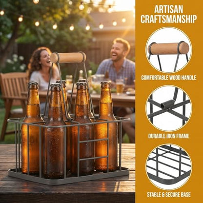 Cabilock Water Bottle Carrier Milk Bottle Holder Wire Metal Doorstep Milk Crate Basket for Farmhouse Kitchen Organizer Holder