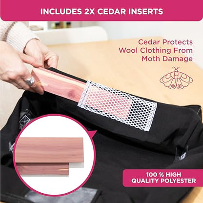 Cedar Clothes Storage Bag Organizer, Protects From Moths, Set of 2, Black - color: Black