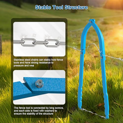 Heavy Duty Fence Repair Tool - 5.5LB, Barb Wire Tightener with Ergonomic Handles, Fence Stretcher Repair Fixer for Farms, Ranches, and Various Household Fences
