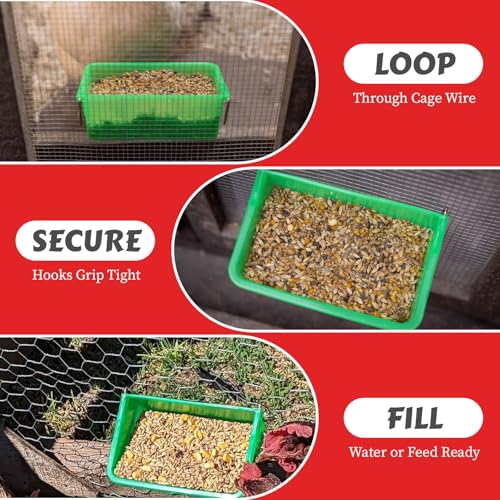 My Favorite Chicken 27oz Chicken Cage Cup – Hanging Chicken Waterer & Feeder for Chick, Duck, Quail, Parakeet – Versatile Poultry Feeder & Bird Cage Water Cups, Green - color: Green