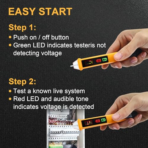 Voltage Tester Non Contact Voltage Detector Dual Range AC 12V/48V-1000V,Electrical Tester Pen with LCD Display Live Wire Tester with Alarm and Flashlight Wire Breakpoint Finder Tools