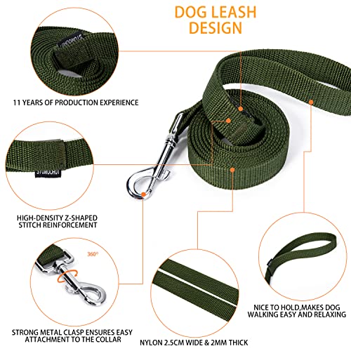 Strong Durable 6 ft Nylon Dog Training Leash, 1 Inch Wide Traction Rope, for Small and Medium Dog (Military Green, 6 Feet) - color: Military green, size: 6 Feet
