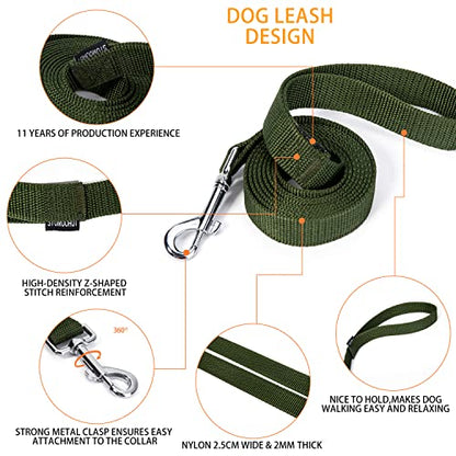 Strong Durable 6 ft Nylon Dog Training Leash, 1 Inch Wide Traction Rope, for Small and Medium Dog (Military Green, 6 Feet) - color: Military green, size: 6 Feet