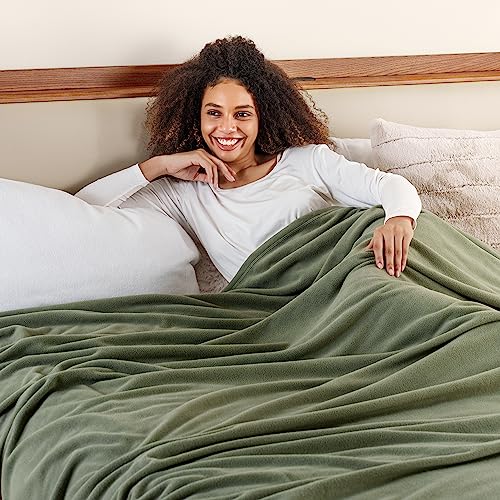 Berkshire Blanket Microfleece King Size Bed Blanket Dark Sage Green, Lightweight Soft Breathable Plush Micro Fleece Blanket for Bed Couch Sofa, 90x108 Inches - color: Dark Sage Green, size: King/Cal King