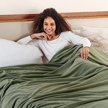 Berkshire Blanket Microfleece King Size Bed Blanket Dark Sage Green, Lightweight Soft Breathable Plush Micro Fleece Blanket for Bed Couch Sofa, 90x108 Inches - color: Dark Sage Green, size: King/Cal King