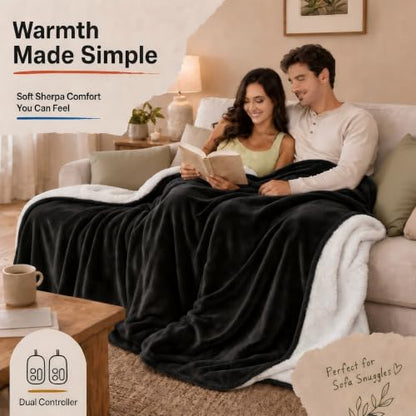 Heated Blanket Electric Blanket Queen Size 84''x90'' with 10 Heating Levels, 1-12 Hour Auto Shut Off, Machine Washable, Dual Controller Soft Warming Blanket for Couch, Bed, Office - Dark Grey - color: 02-dark Grey, size: 84''x90''(Queen)