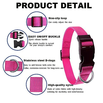 Goat Collars With Bell, 3 Pack Adjustable Nylon Collar Set For Sheep, Cow, Horse, Anti-Lost Bronze Bell Accessories For Small Farm Animal Pets