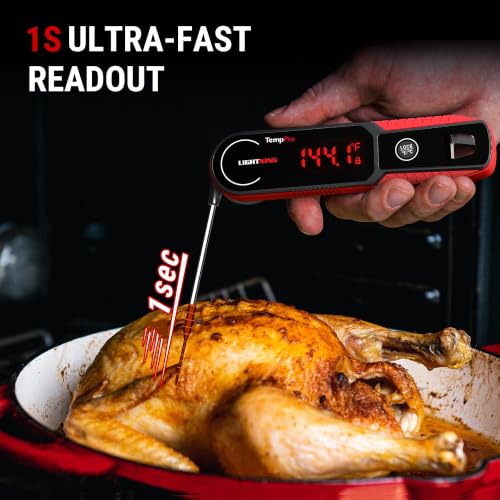 TempPro TempSwift 1 Sec Instant Read Meat Thermometer Digital - color: Red