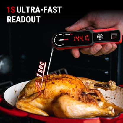 TempPro TempSwift 1 Sec Instant Read Meat Thermometer Digital - color: Red