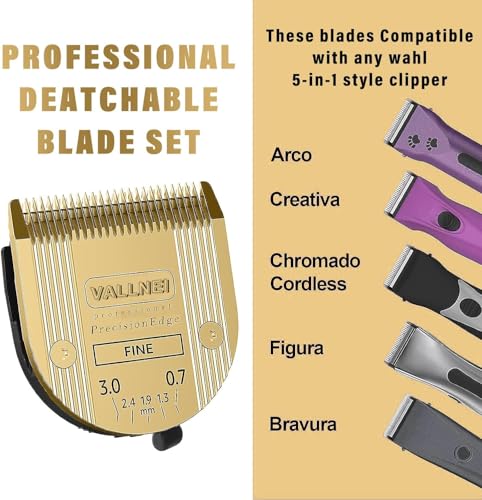 5-in-1 Replacement Clipper Blade, Detachable & Adjustable Dog Grooming Blade Compatible with Wahl Arco, Bravura, Chromado, Creativa, Figura, Motion & SuperGroom (Gold 1 Pack) - color: Gold, size: 1 Pack